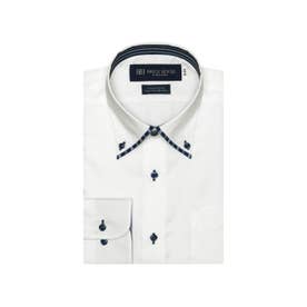 【超形態安定】 ボタンダウンカラー 綿100% 長袖 ワイシャツ （ホワイト）