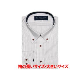 【大きいサイズ】 形態安定 ボタンダウンカラー 長袖 ワイシャツ （レッド）