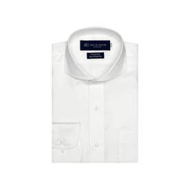 【超形態安定】 ホリゾンタルワイドカラー 綿100% 長袖 ワイシャツ （ホワイト）