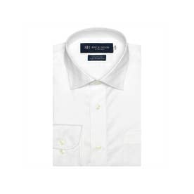 【超形態安定】 プレミアム 形態安定 ワイドカラー 綿100% 長袖 ワイシャツ （ホワイト）