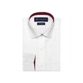 【超形態安定】 ワイドカラー 長袖ワイシャツ 綿100% （ホワイト）