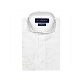 【超形態安定】 プレミアム ホリゾンタルワイドカラー 綿100% 長袖ワイシャツ （ホワイト）