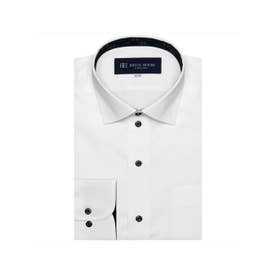 【透け防止】 形態安定 ワイドカラー 長袖 ワイシャツ （ホワイト）