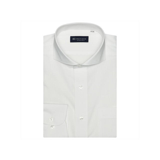 
                    形態安定 ホリゾンタルワイドカラー 長袖 ワイシャツ （ホワイト）
