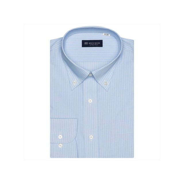 
                    形態安定 ボタンダウンカラー 長袖 ワイシャツ （ブルー）