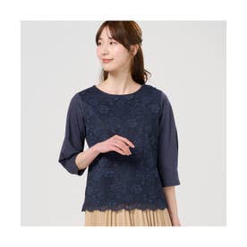 トーキョーシャツ TOKYO SHIRTS 前身頃レースブラウス 七分袖