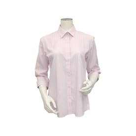 形態安定 レギュラー衿 七分袖 レディースシャツ （ピンク）