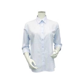 形態安定 レギュラー衿 七分袖 レディースシャツ （ブルー）