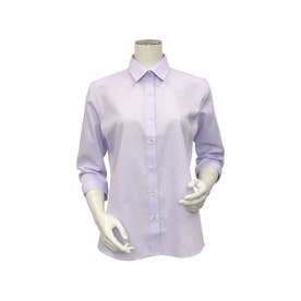 形態安定 レギュラー衿 七分袖 レディースシャツ （パープル）