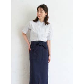 【デザイン】 COFREX スタンドピンタック 五分袖 レディースシャツ （ブルー）