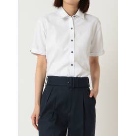 【透け防止】 レギュラー衿 半袖 形態安定 レディースシャツ （ホワイト）