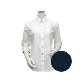 形態安定 レギュラーカラー 七分袖 レディースシャツ 綿100% （ホワイト）