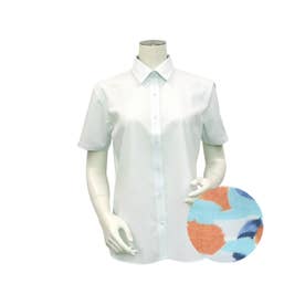 形態安定 レギュラー衿 半袖 レディースシャツ （ライトグリーン）