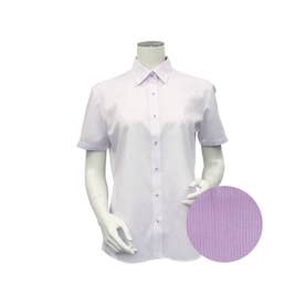 形態安定 レギュラー衿 半袖 レディースシャツ （パープル）