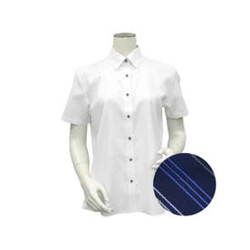 【透け防止】 レギュラー 半袖 形態安定 レディースシャツ （ホワイト）