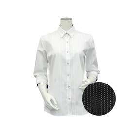 形態安定 レギュラー衿 綿100% 七分袖 レディースシャツ （ライトグレー）