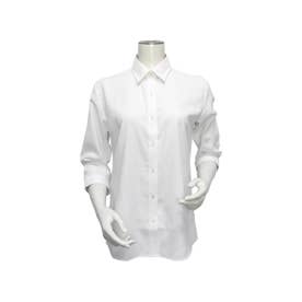 【透け防止】 形態安定 レギュラー衿 七分袖 レディースシャツ （ホワイト）