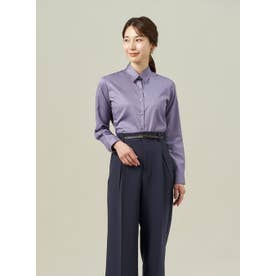 形態安定 レギュラー衿 綿100% 長袖 レディースシャツ （ダークパープル）