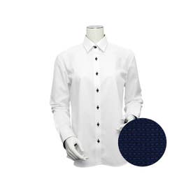 【透け防止】 形態安定 レギュラー衿 長袖 レディースシャツ （ホワイト）