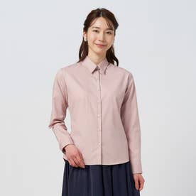 形態安定 レギュラー衿 綿100% 長袖 レディースシャツ （ピンク）