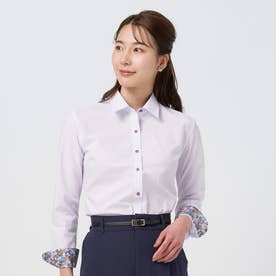 形態安定 レギュラー衿 長袖 レディースシャツ （ラベンダー）