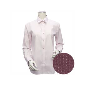 形態安定 レギュラーカラー 長袖レディースシャツ （ピンク）