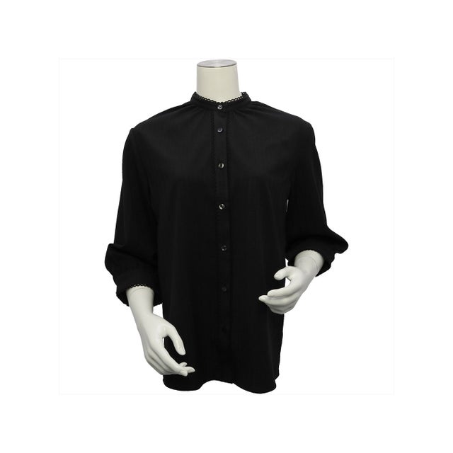 
                    COFREX ピコレース スタンド衿 七分袖 レディースシャツ （ブラック）