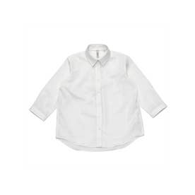 【Pitta Re:)】  Wガーゼ レギュラー衿 綿100％ 七分袖シャツ （ホワイト）