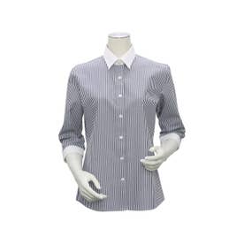 形態安定 レギュラー衿 七分袖 レディースシャツ （ネイビー）