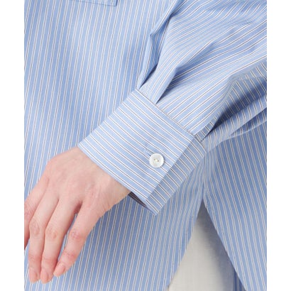トランスワーク TRANS WORK 【ウォッシャブル】ブルーストライプシャツ （ブルー）｜詳細画像