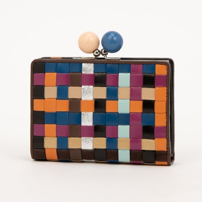 ツモリチサト キャリー tsumori chisato CARRY チェックメッシュ がま口 2つ折り財布 （ネイビー）｜詳細画像