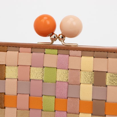 ツモリチサト キャリー tsumori chisato CARRY チェックメッシュ がま口 2つ折り財布 （ピンク）｜詳細画像
