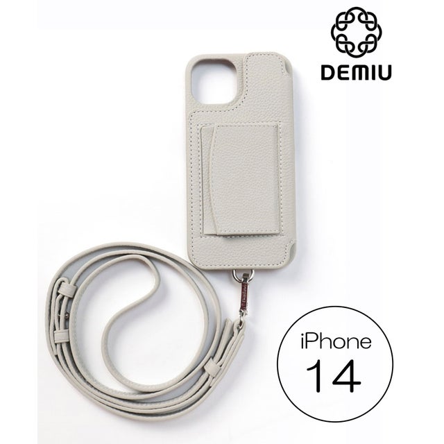 【Demiu / デミュ】POCHE iPhone14  iPhoneケース アイフォンケース 手帳型 レザー 本革 牛革 ストラップ付 （ホワイト）