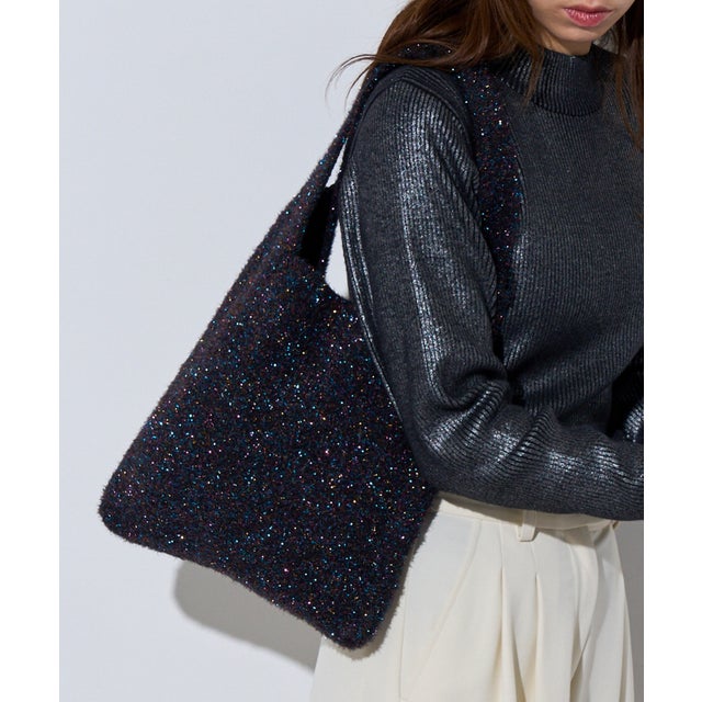glitter shoping TOTE bag トート フェザーニット ラメ バッグ グリッター 鞄 （その他2）