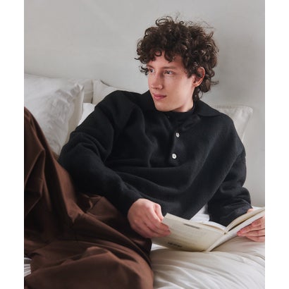 Wool Over Knit Polo / ウールオーバーニットポロ KKP （ブラック）｜詳細画像