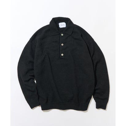 Wool Over Knit Polo / ウールオーバーニットポロ KKP （ブラック）｜詳細画像