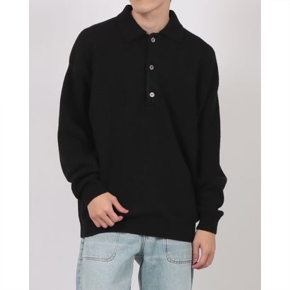 Wool Over Knit Polo / ウールオーバーニットポロ KKP （ブラック）｜詳細画像