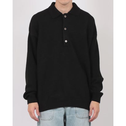 Wool Over Knit Polo / ウールオーバーニットポロ KKP （ブラック）｜詳細画像