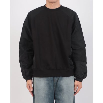 メゾンクラブ MAISON CLUB Nylon Panel Raglan Sweatshirt / ナイロンパネル ラグラン スウェットシャツ 【韓国デザイン】 NEO （ブラック）｜詳細画像