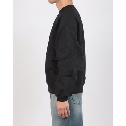 メゾンクラブ MAISON CLUB Nylon Panel Raglan Sweatshirt / ナイロンパネル ラグラン スウェットシャツ 【韓国デザイン】 NEO （ブラック）｜詳細画像