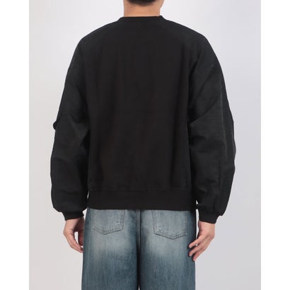 メゾンクラブ MAISON CLUB Nylon Panel Raglan Sweatshirt / ナイロンパネル ラグラン スウェットシャツ 【韓国デザイン】 NEO （ブラック）｜詳細画像