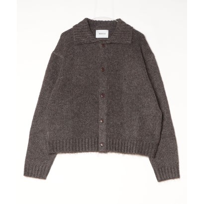 メゾンクラブ MAISON CLUB Brushed Knit Collar Cardigan / ブラッシュド ニットカラー カーディガン 【韓国デザイン】 NEO （ブラウン）｜詳細画像