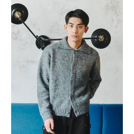 Brushed Knit Collar Cardigan / ブラッシュド ニットカラー カーディガン 【韓国デザイン】 NEO （グレー）
