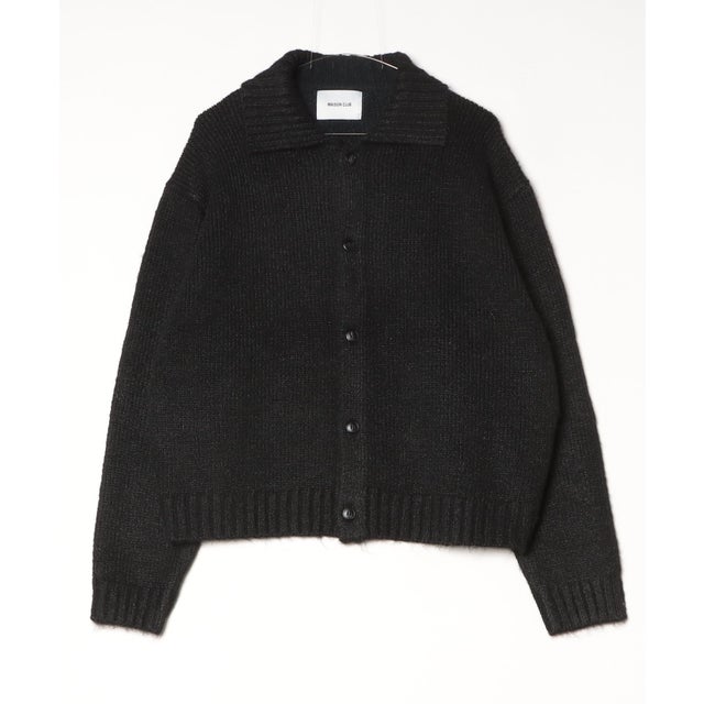 Brushed Knit Collar Cardigan / ブラッシュド ニットカラー カーディガン 【韓国デザイン】 NEO （ブラック）