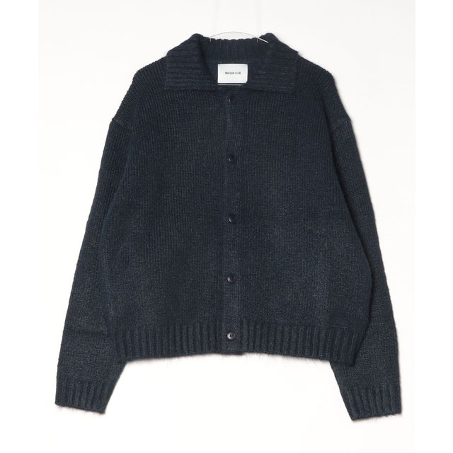 Brushed Knit Collar Cardigan / ブラッシュド ニットカラー カーディガン 【韓国デザイン】 NEO （ネイビー）
