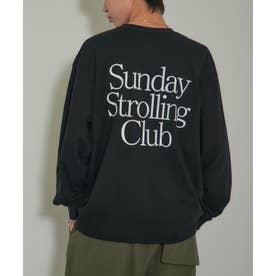 Logo Print Over Size long sleeve Tee オーバーサイズロンTee （ブラック系1）