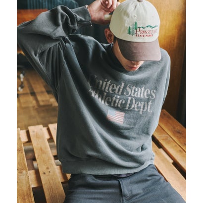 Vintage Wash Athletic Graphic Sweatshirt / ヴィンテージウォッシュ アスレチック グラフィック スウェットシャツ 【韓国デザイン】 NEO （チャコールグレー）｜詳細画像