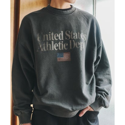 Vintage Wash Athletic Graphic Sweatshirt / ヴィンテージウォッシュ アスレチック グラフィック スウェットシャツ 【韓国デザイン】 NEO （チャコールグレー）｜詳細画像