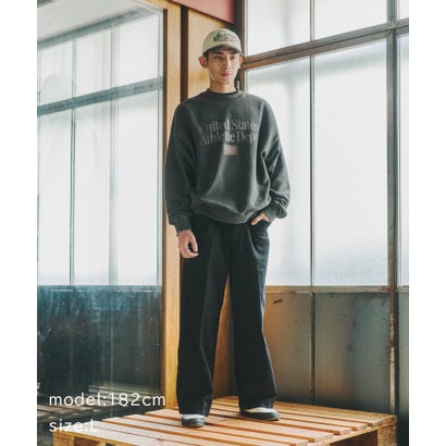 Vintage Wash Athletic Graphic Sweatshirt / ヴィンテージウォッシュ アスレチック グラフィック スウェットシャツ 【韓国デザイン】 NEO （チャコールグレー）｜詳細画像