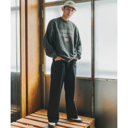 Vintage Wash Athletic Graphic Sweatshirt / ヴィンテージウォッシュ アスレチック グラフィック スウェットシャツ 【韓国デザイン】 NEO （チャコールグレー）｜詳細画像